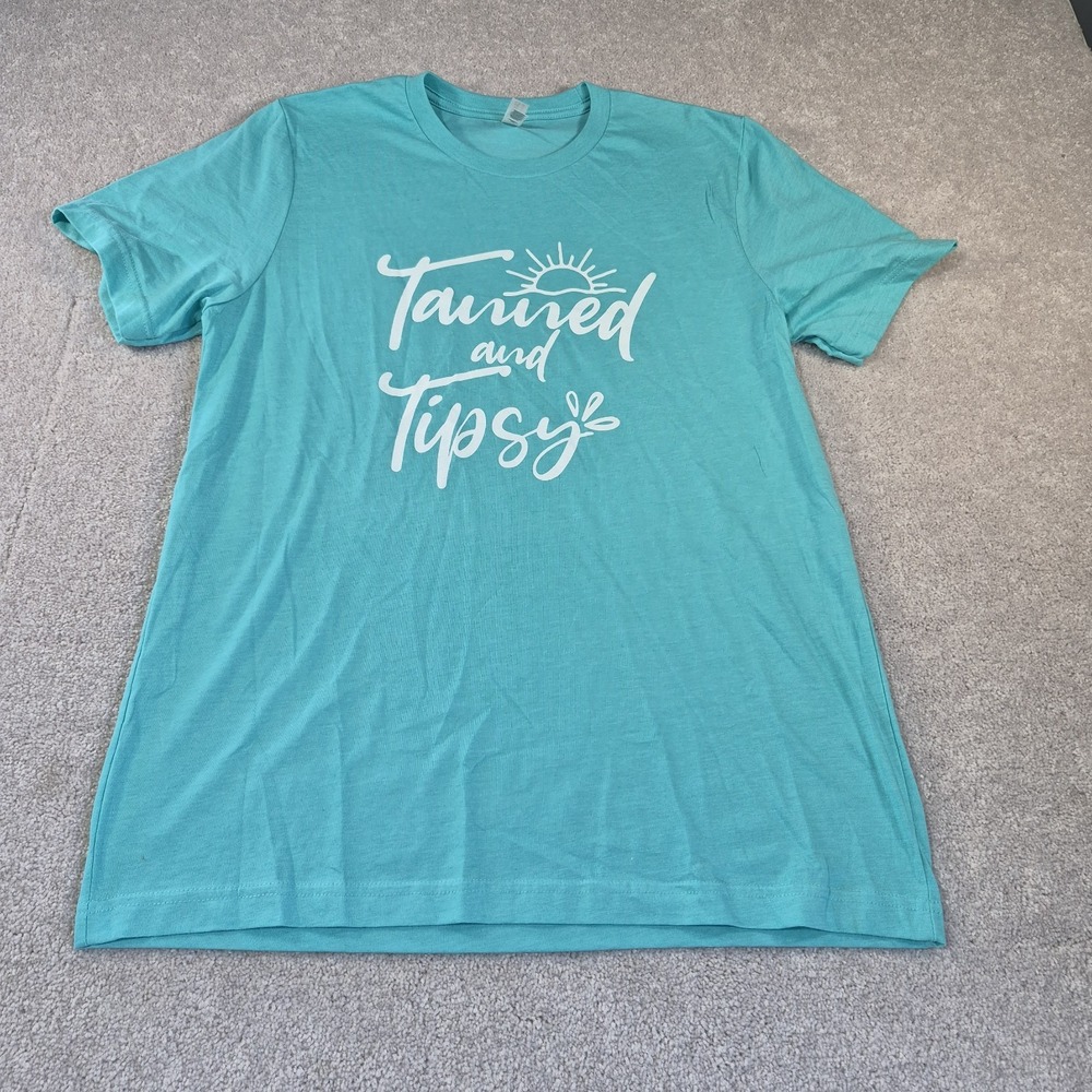 Women's Bella+Canvas Graphic T-shirt Size Large Teal Tanned & Tipsy